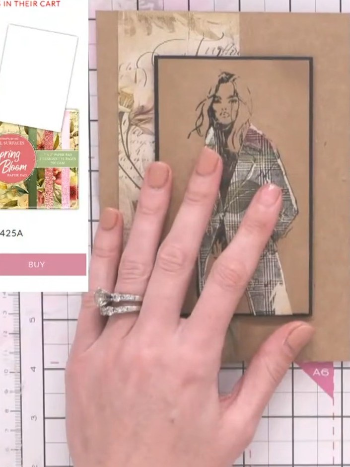 Mode-Illustrationskarten mit gestempelten Mädchen und Paper Piecing - the finished project