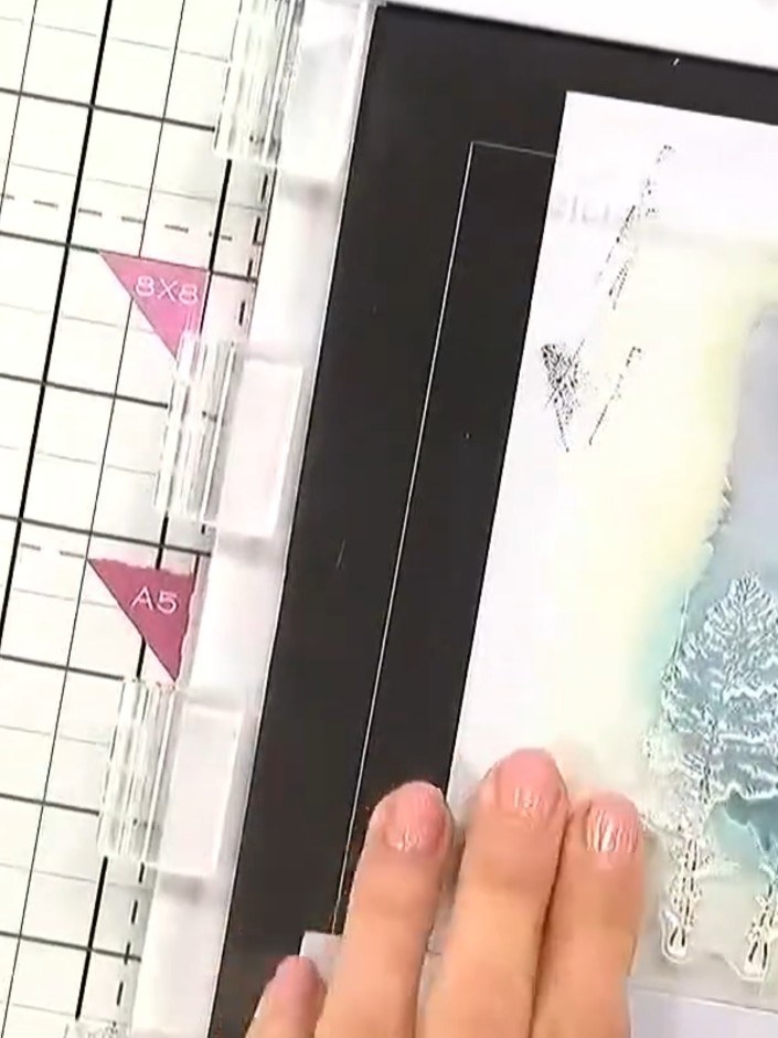 Step 3: Using a transparent stamp, stamp a tree image within the fox silhouette so you can see the placement clearly. 