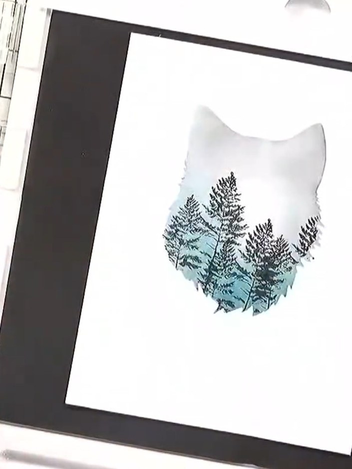 Gestempelte Karte mit Woodland-Waldlandschaft - the finished project