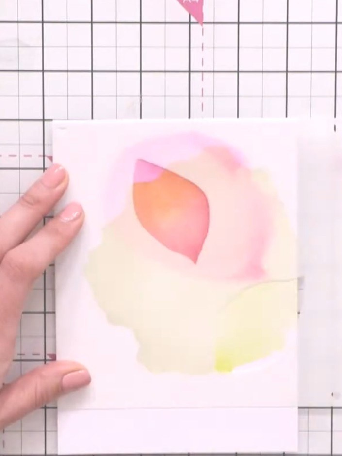 Step 3: Position the second numbered stencil in the same alignment over your card. Apply pink ink using a blending bru