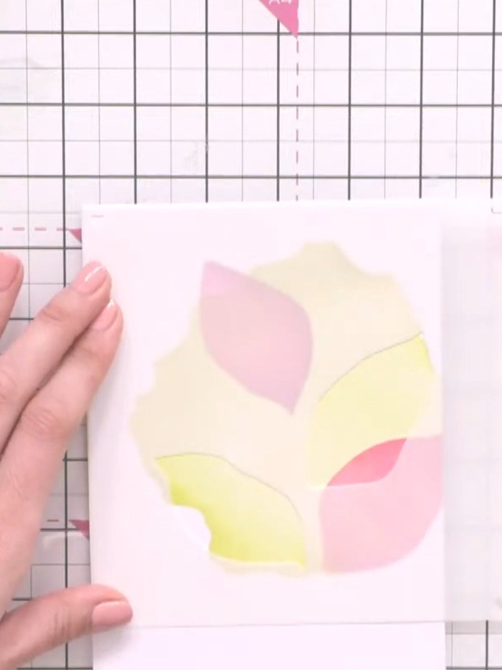 Step 4: Apply the third stencil layer using a different colour ink paste with the blending tool. Build up the transpar