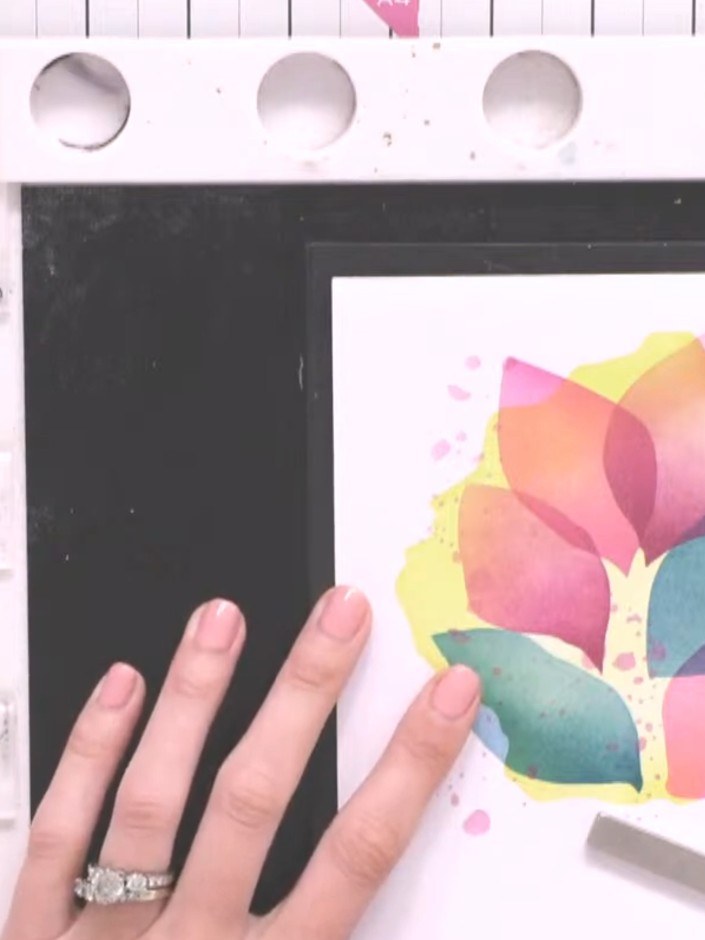 Step 7: Stamp the leaf image onto the white card using black ink, positioning it centrally to complement your stencill