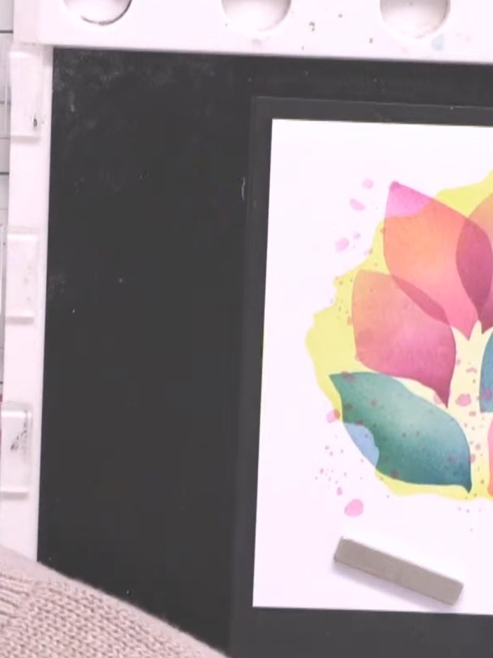 Step 8: Apply sticky embossing ink from your pad to the sentiment stamp and press it onto the card front. Position it 