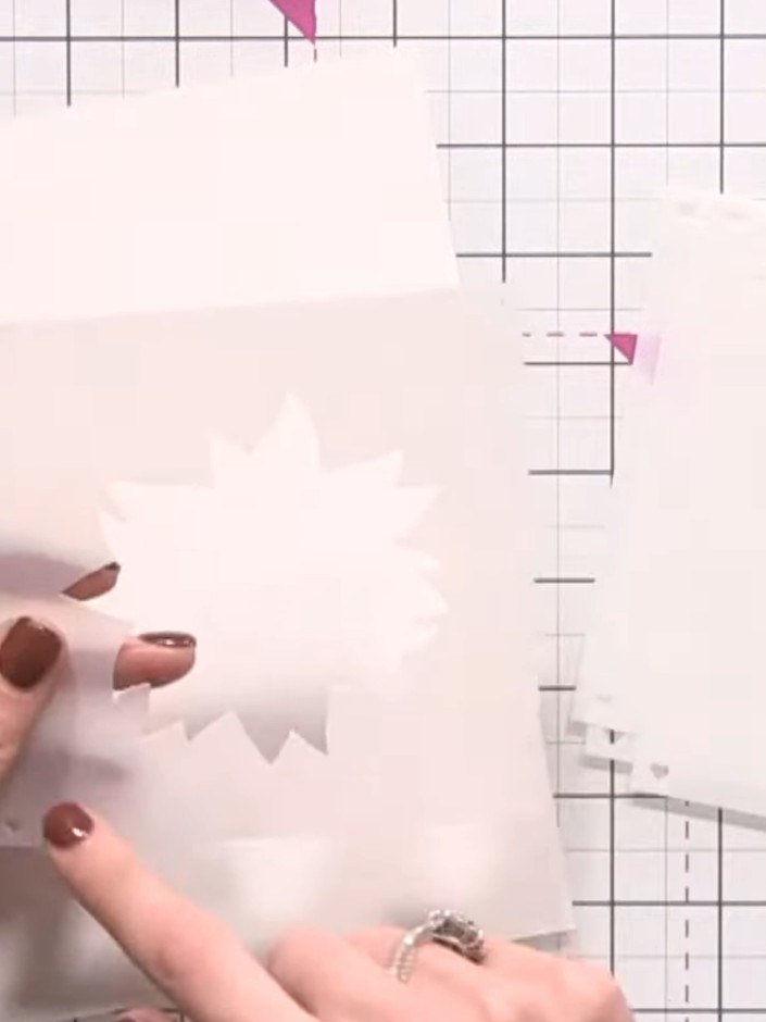 Step 2: Position stencil number 1 at the edge of your watercolour card, ensuring it is lined up straight and aligned w
