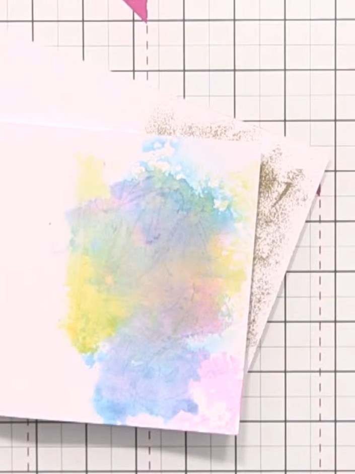 Step 1: Trim the coloured cellophane transfer background to a neat rectangular panel and set aside. Remove any excess 