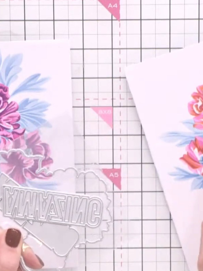 Step 7: Die-cut the flower heads using the outline die from the carnation and peony die sets. Position the outline die
