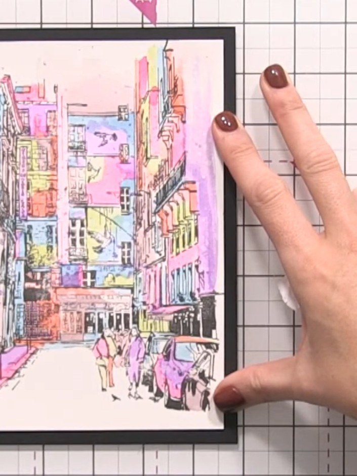 Karte mit Block-Painting-Technik und Escape the Ordinary - the finished project