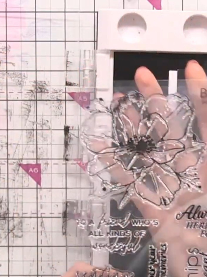 Step 2: Ink up the large poppy stamp from the set with black ink using an ink pad.