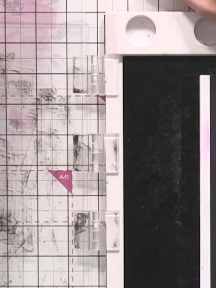 Step 7: Repeat the stamping process with each remaining piece of coloured card stock (pink, teal, pale pink, and blue)