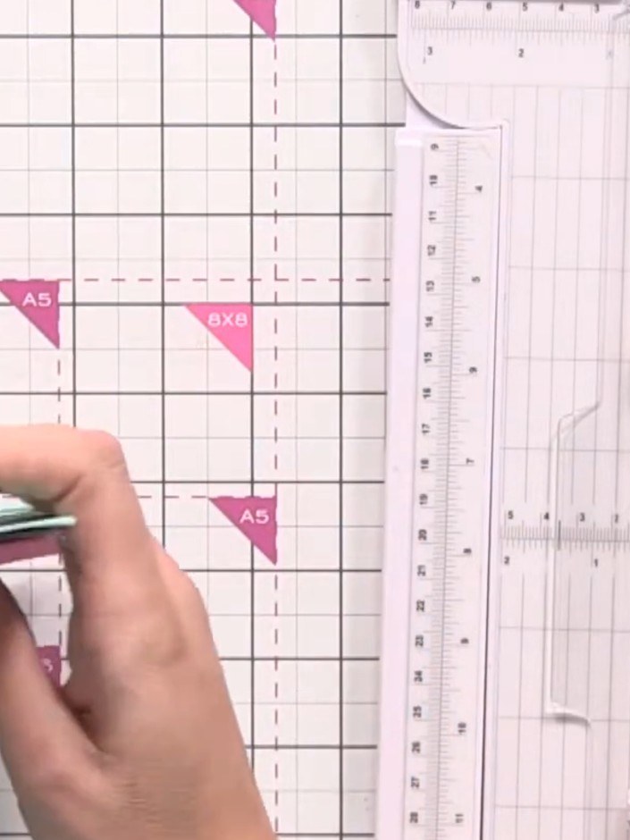 Step 2: Using a guillotine, cut thin horizontal strips from each stamped piece, keeping the strips roughly the same wi