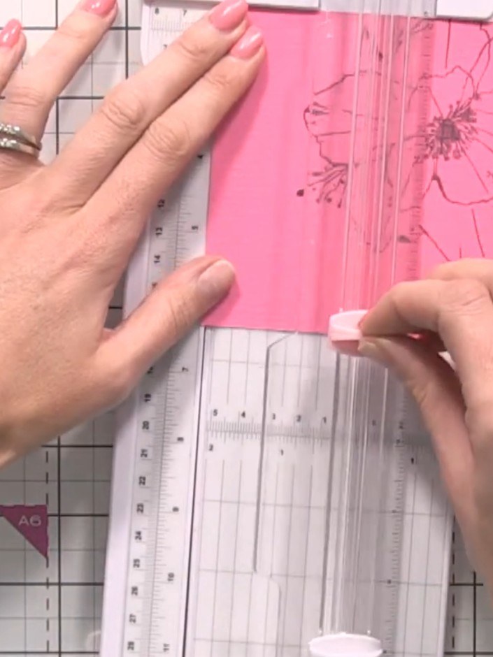 Step 3: Arrange your pink card strips in the desired order on your work surface. You can choose to arrange them from l