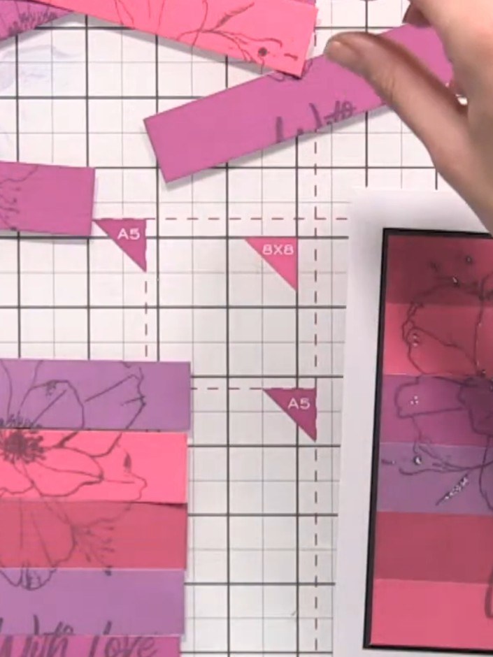 Step 4: Trim the completed card panel to create clean, straight edges. Use a paper trimmer or craft knife with a ruler