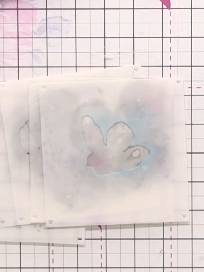 Step 7: Use the layering stencil system to build up the flower design. Apply ink through stencil number one with a bru