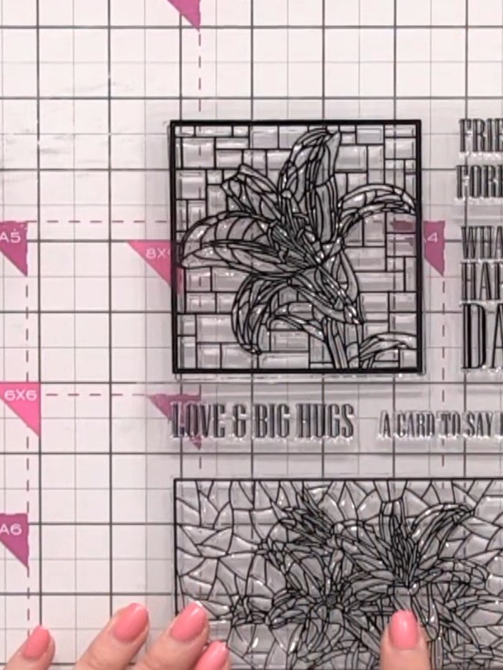 Step 3: Use the square and rectangle dies from the Stamps by Me set to cut geometric shapes. The dies create a stained