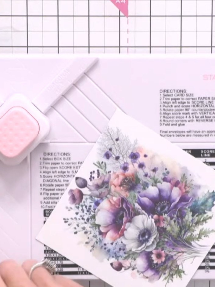 Step 1: Select a 6x6 inch piece of coloured card stock from your stash. This will be used to create your envelope base