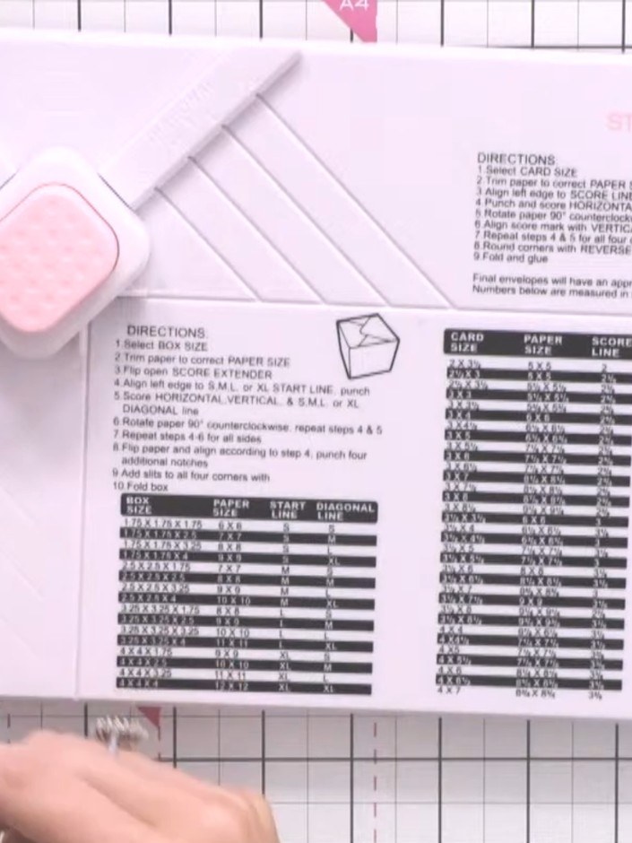 Step 2: Consult the scoreboard on your envelope punch board to find the 11x11 size. Identify the corresponding score l