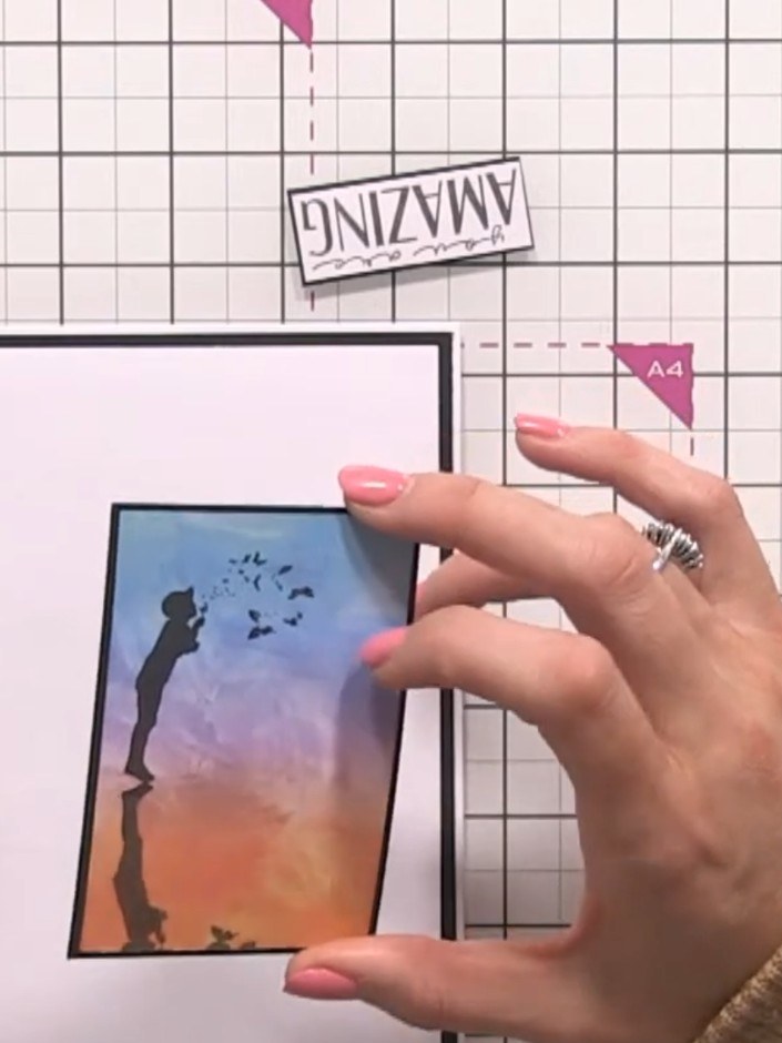 Step 3: Stamp the same image again on a separate piece of white card. This time, create a shadow effect by making the 