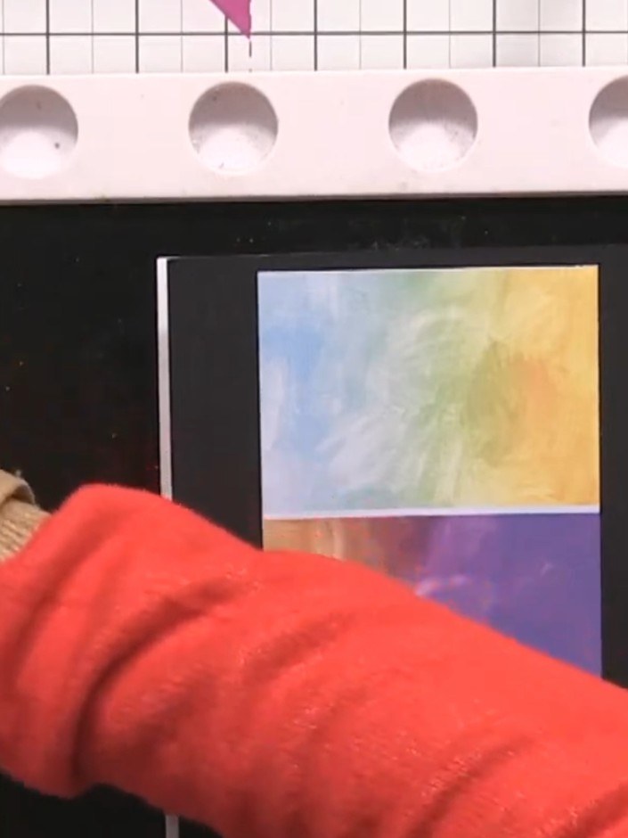 Step 2: Ink up the tile stamp with your chosen ink colour, ensuring even coverage across the entire stamp surface.