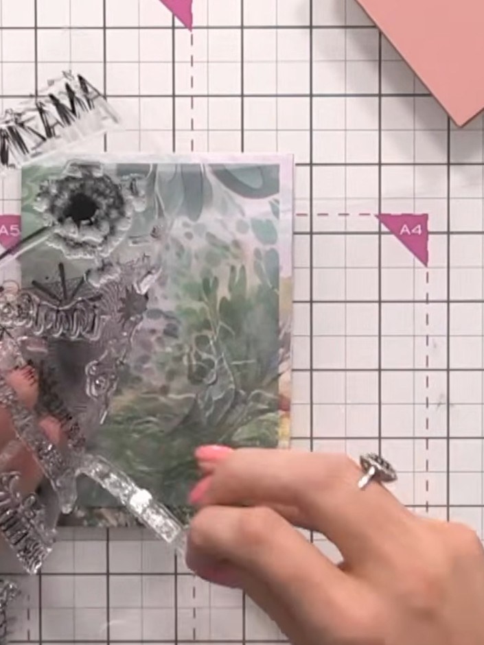 Step 9: Stamp a sentiment onto white card stock. Trim the stamped sentiment to size using your paper trimmer.