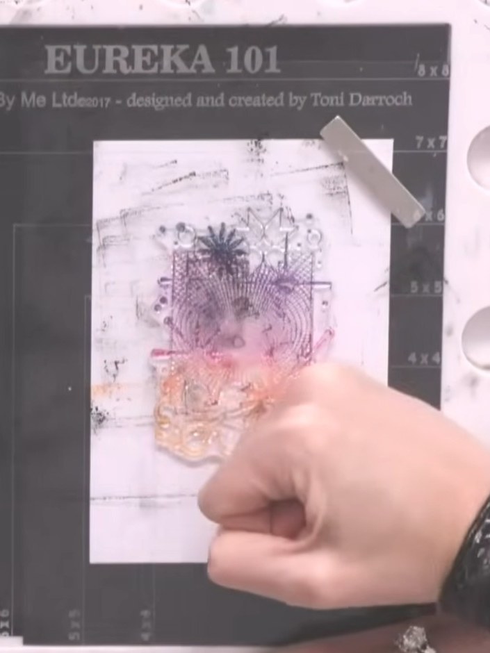 Step 5: Stamp the blended stamp onto your white card panel. Press firmly to transfer the inked image, ensuring all the