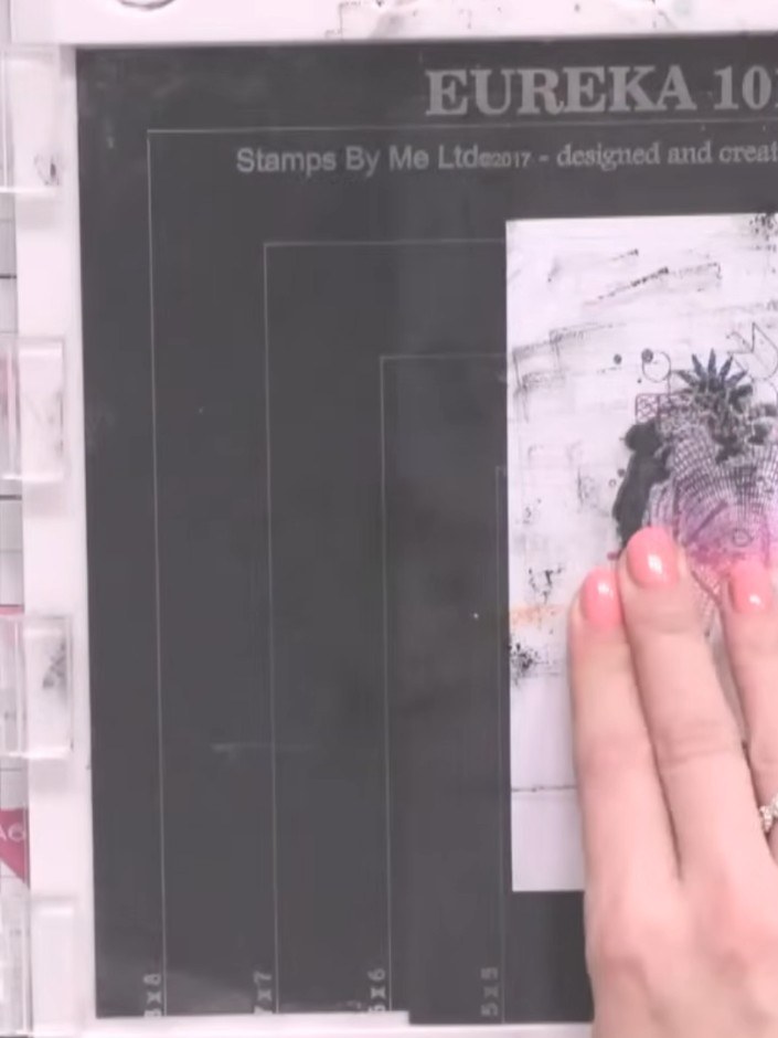Step 8: Ink up only the top portion of the reflection stamp using black ink to create a darker shadow effect at the to