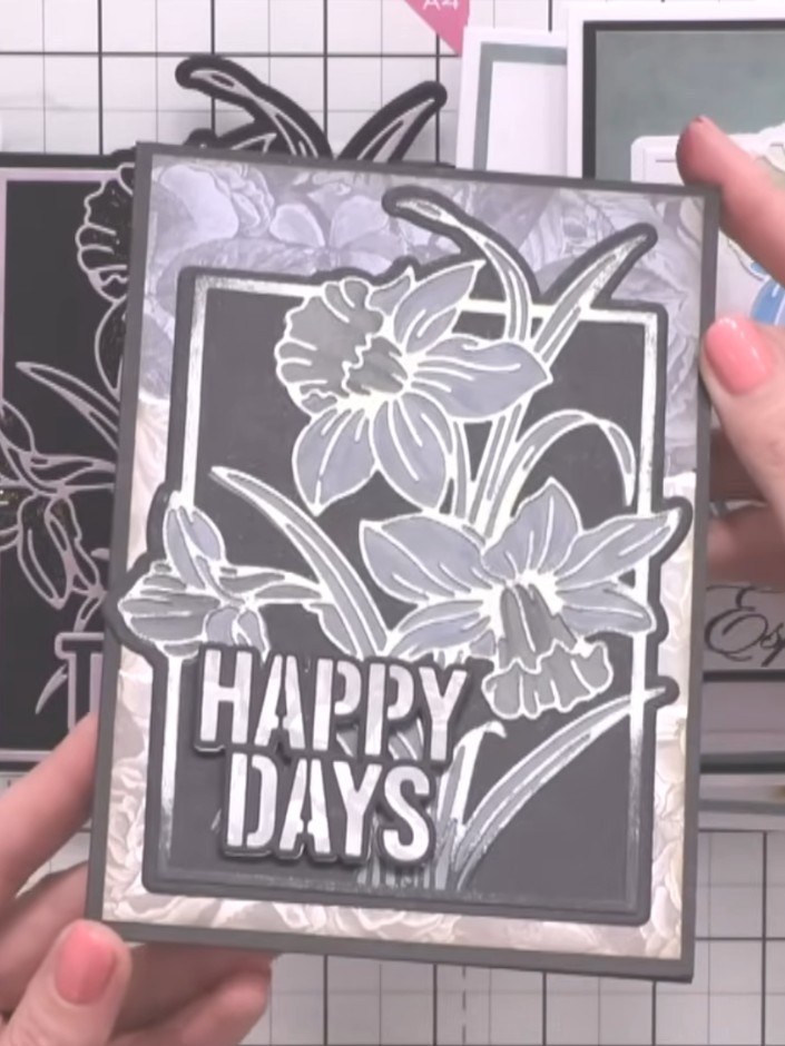 Step 7: Use the outline die to cut your entire card into a shaped card format. This creates a decorative edge around t