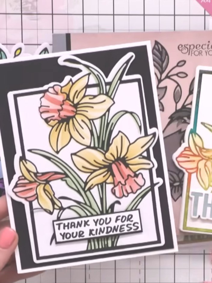 Layered Floral Stencil Card with Dye Cut - the finished project