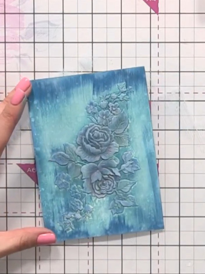 Step 13: Use a white gel pen to draw faux wood panel lines across the blue watercoloured background to create a vintage