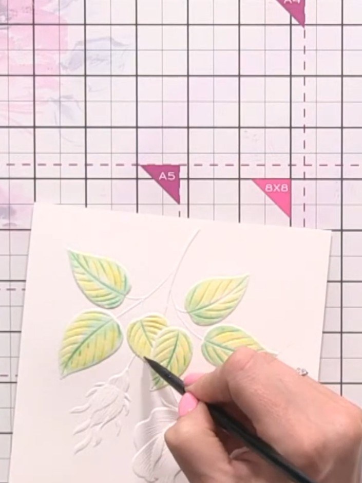Step 5: Add a slightly darker green shade to the root area and tips of the leaves to intensify the colour and create d