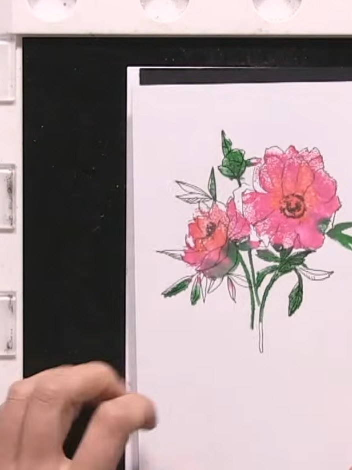 Watercolour Flower Card with Lamination Stamp - the finished project