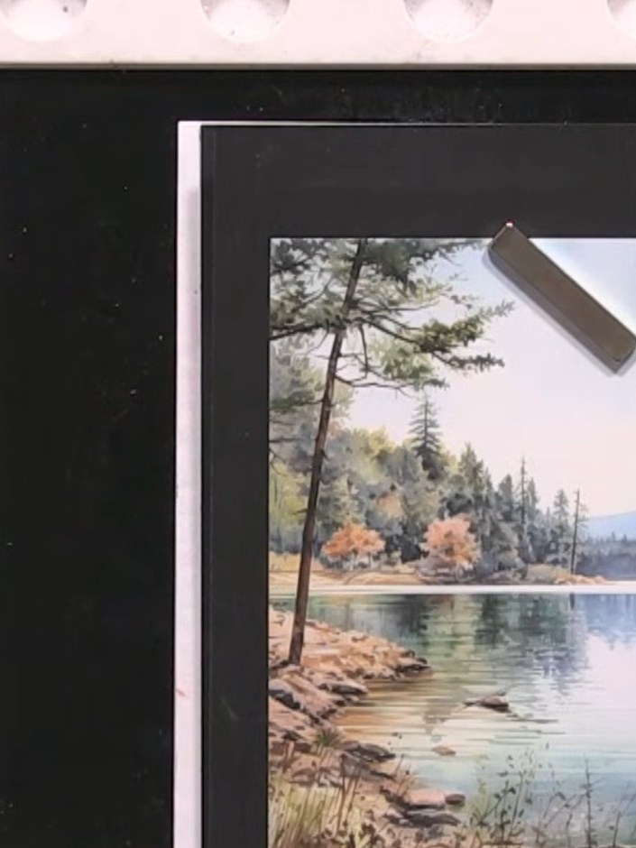 Step 2: Ink up the reflection stamp lightly with pale ink on the first application. Use a light touch to create a subt
