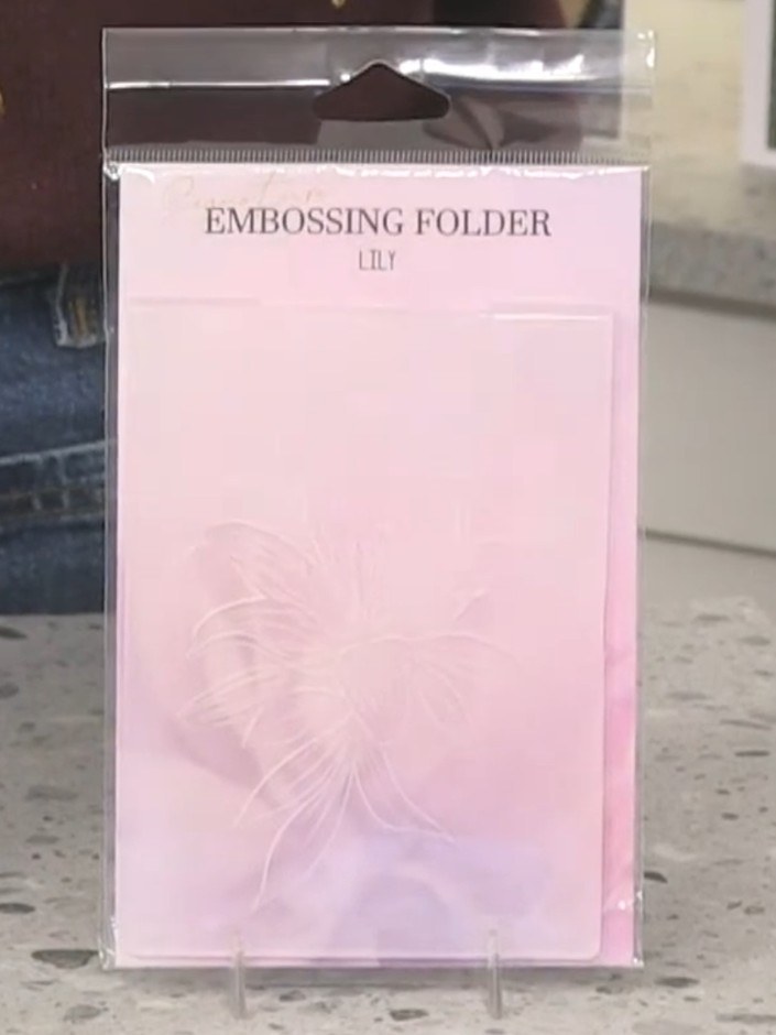 Step 4: Place your chosen piece of cardstock inside the Lily embossing folder. Run the folder through your die-cutting