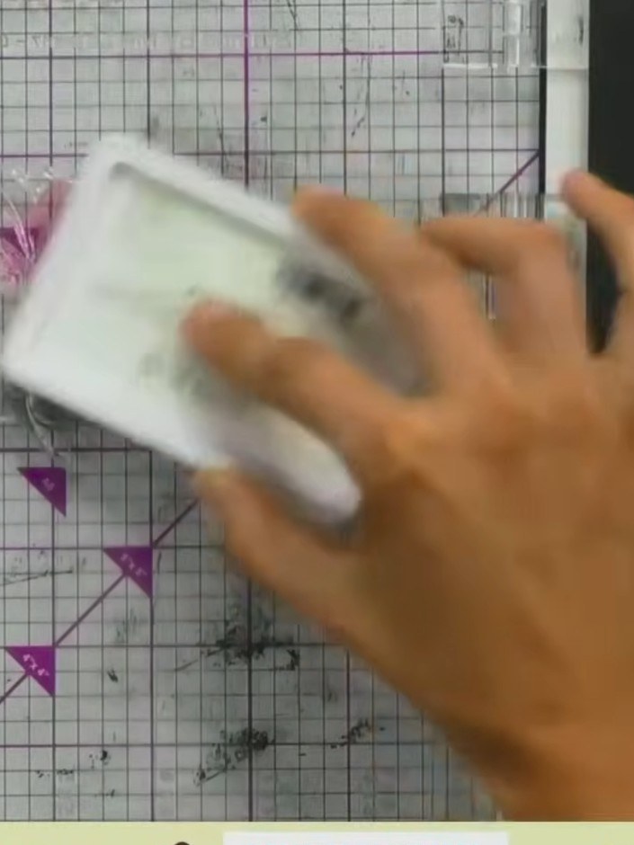 Step 2: Ink up your stamp using an ink pad in your chosen colour. Apply the ink evenly across the stamp surface, ensur