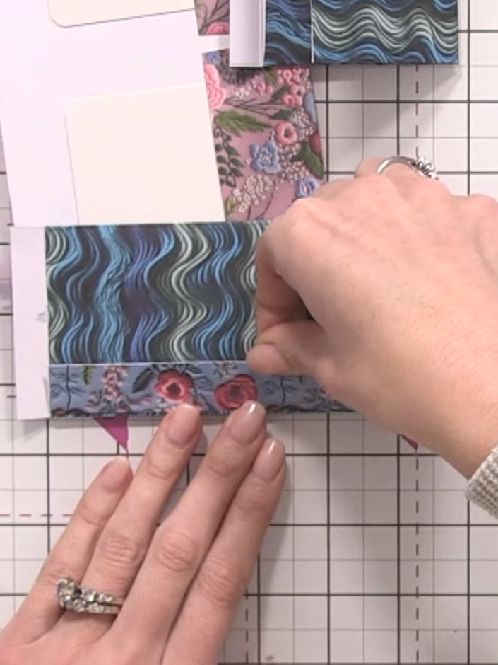 Step 9: Seal all pocket edges with double-sided tape or glue. Press firmly to ensure the floral patterned strip is sec