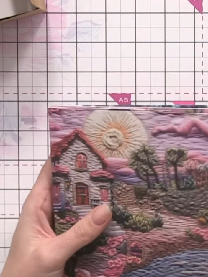 Step 8: Insert small cards or photos into your nested pockets for display. Layer the different sized pockets to create