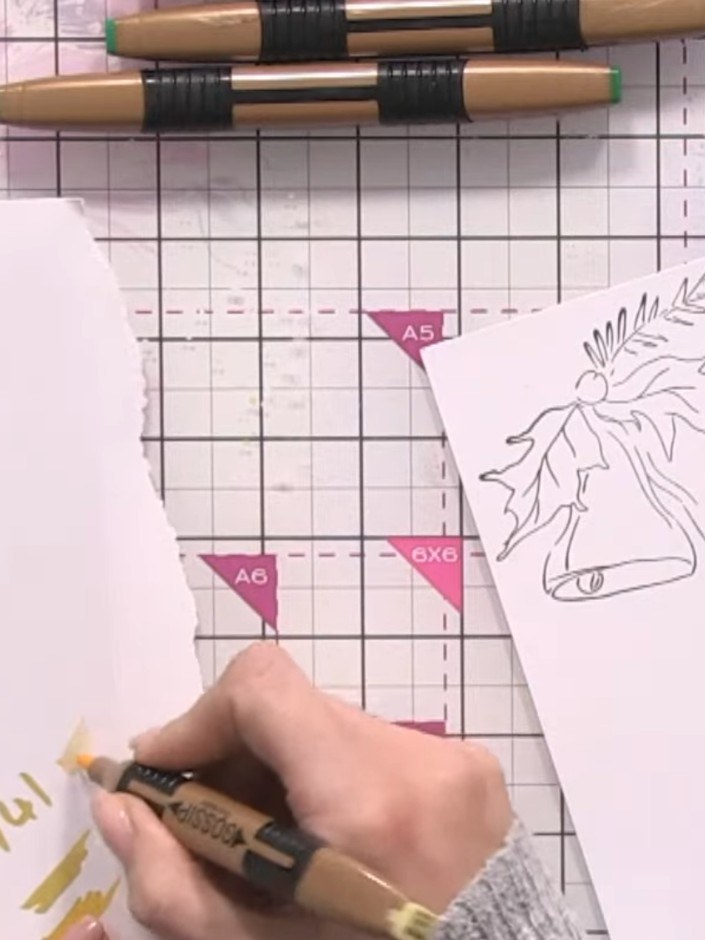 Step 3: Colour the first bell entirely with the lightest yellow shade from your alcohol markers.