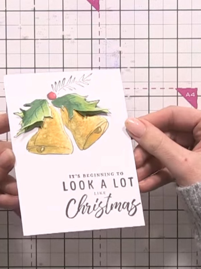 Sparkly Christmas Bell Card with Alcohol Marker Shading - the finished project