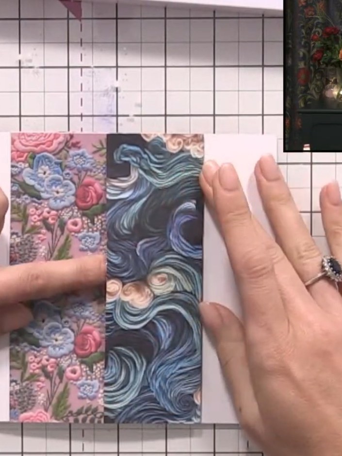 Step 9: Apply adhesive to the side edges of the pocket and press down firmly to secure them in place on the card base.