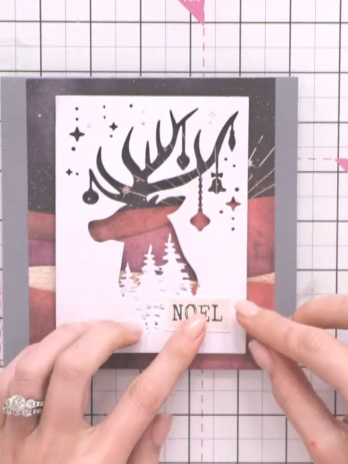 Stag and Tree Line Layered Christmas Card - the finished project