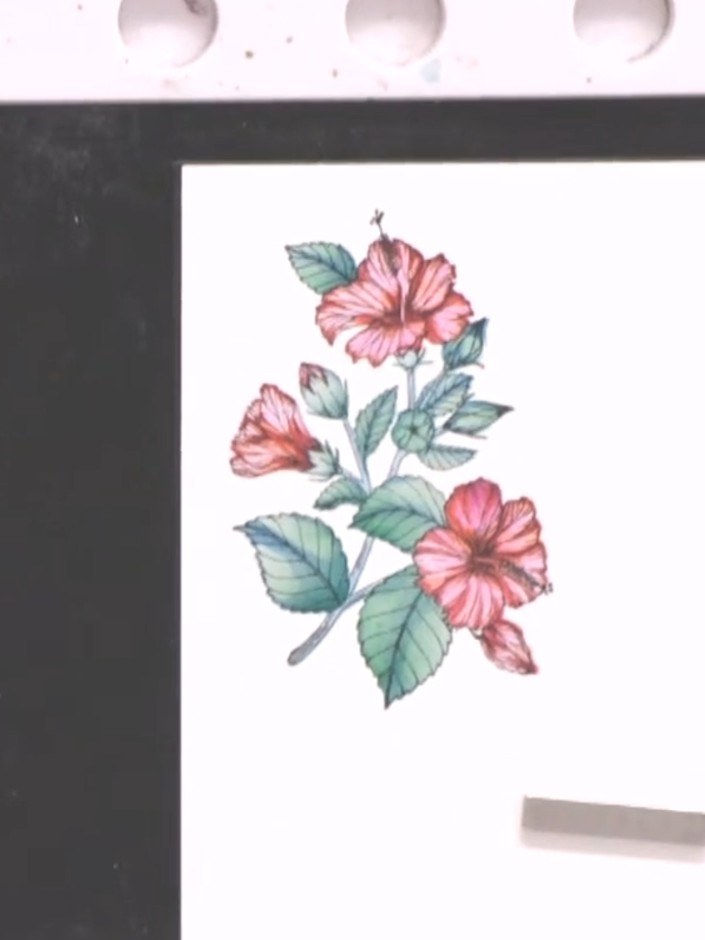 Komplette Quattro D Hibiskuskarte mit Stempel, Stanzteil und 3D-Prägung - the finished project