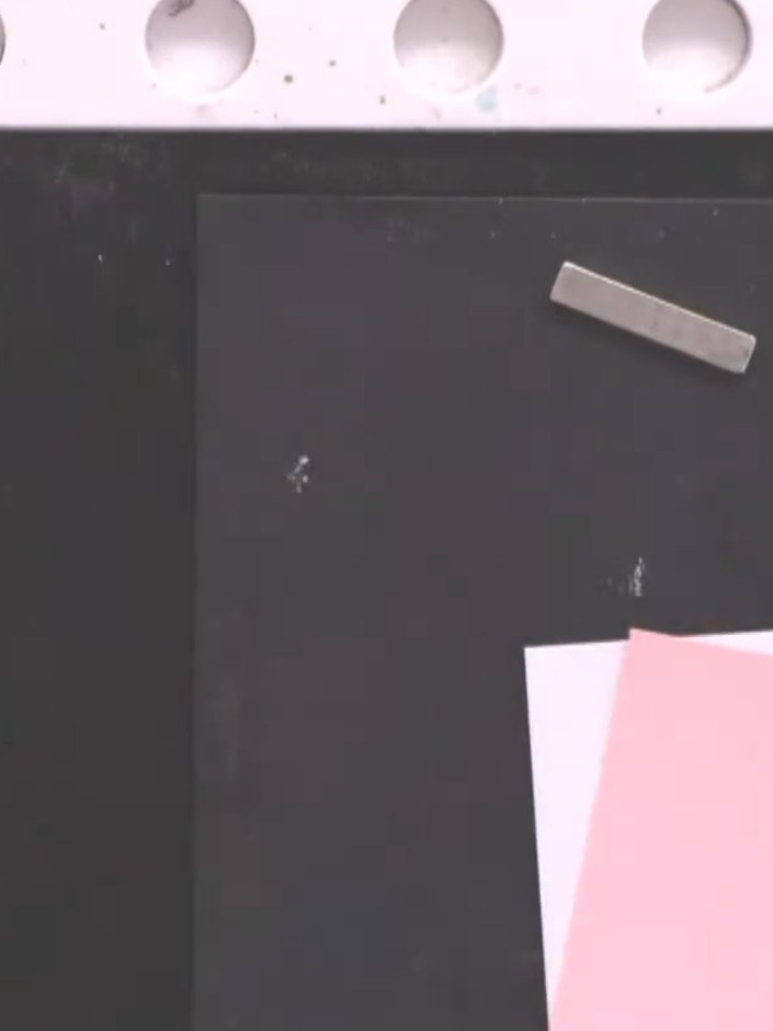 Step 7: Mount the completed white topper onto a pink card blank using foam pads for dimension. Position the topper cen