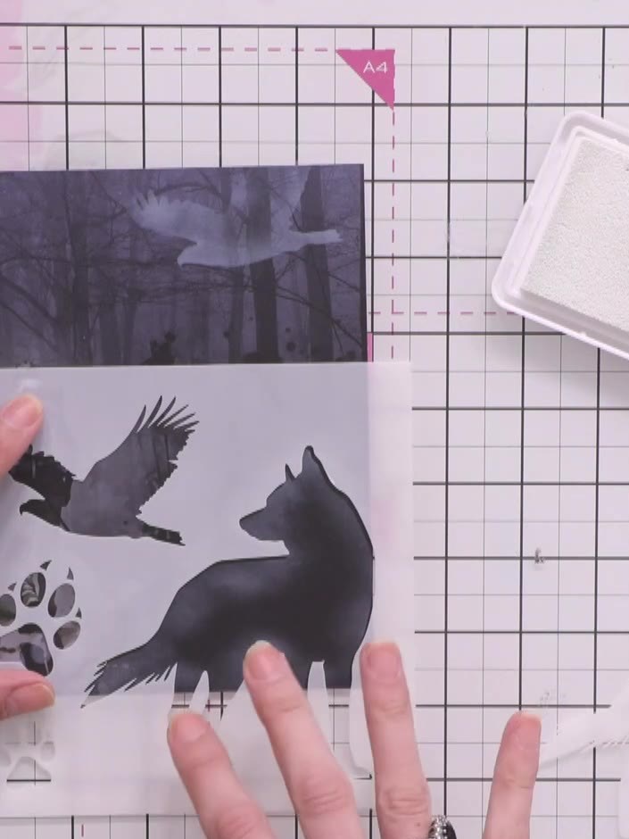 Great Outdoors Wolf Mask Stencil Card - the finished project