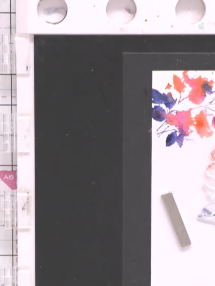 Step 4: Use a heat tool to completely dry the watercoloured panel before moving on to the next step. Ensure all the in