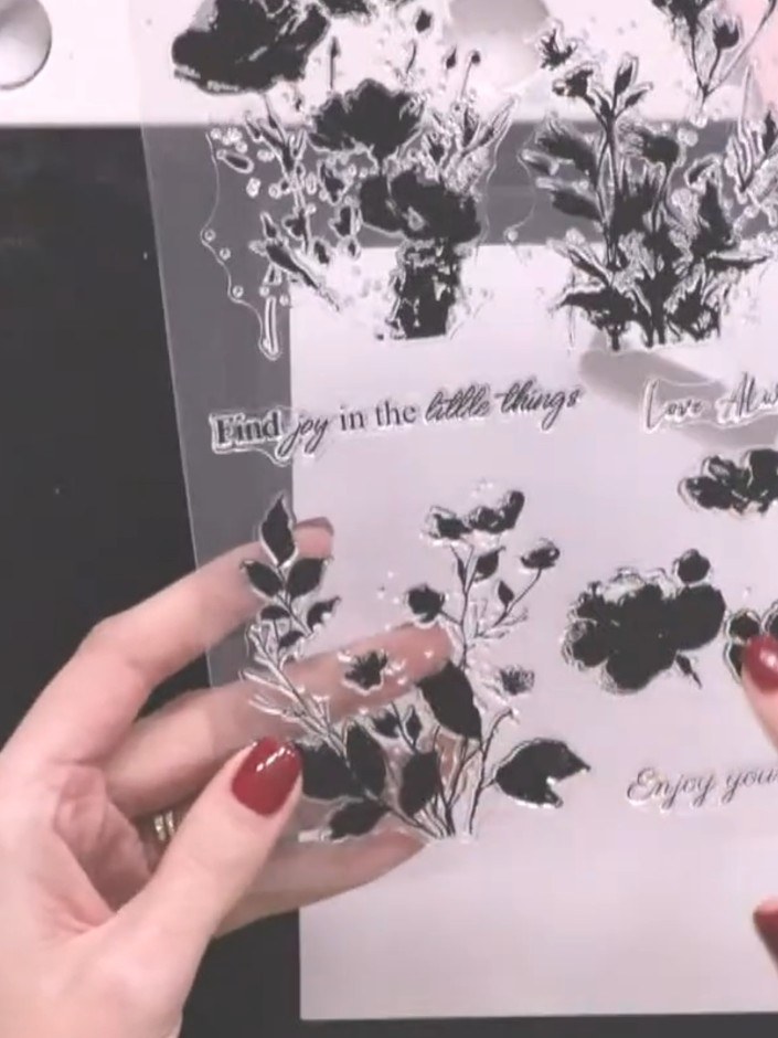 Step 1: Select a card blank and choose your lamination stamp set from the Delicate Blooms collection. The set includes