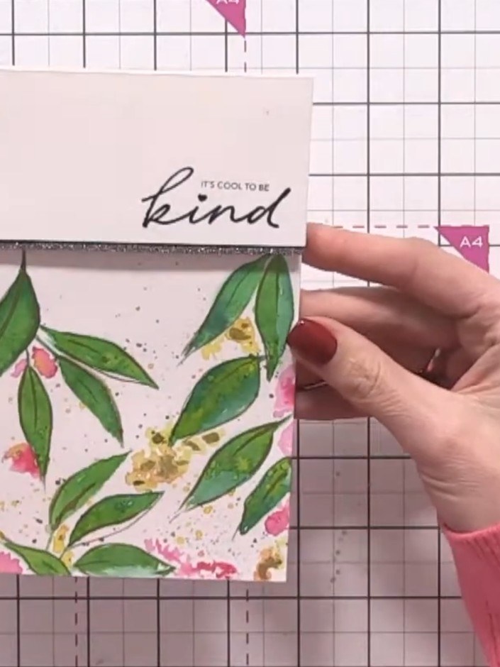 Hand-Painted Watercolour Leaves and Florals Card - the finished project