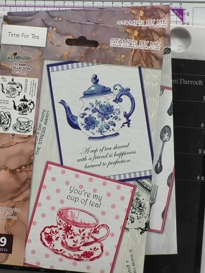 Watercolour Teapot Lamination Card - the finished project