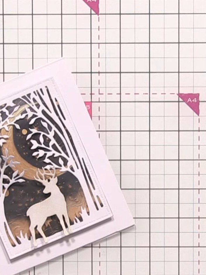 Merry and Bright Winter Stag Card - the finished project