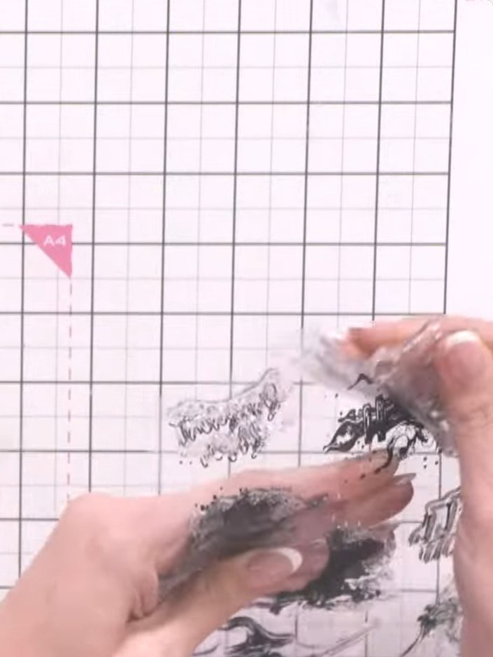 Step 2: Stamp the solid potion bottle image again using teal ink in a different area of the card to create a second co