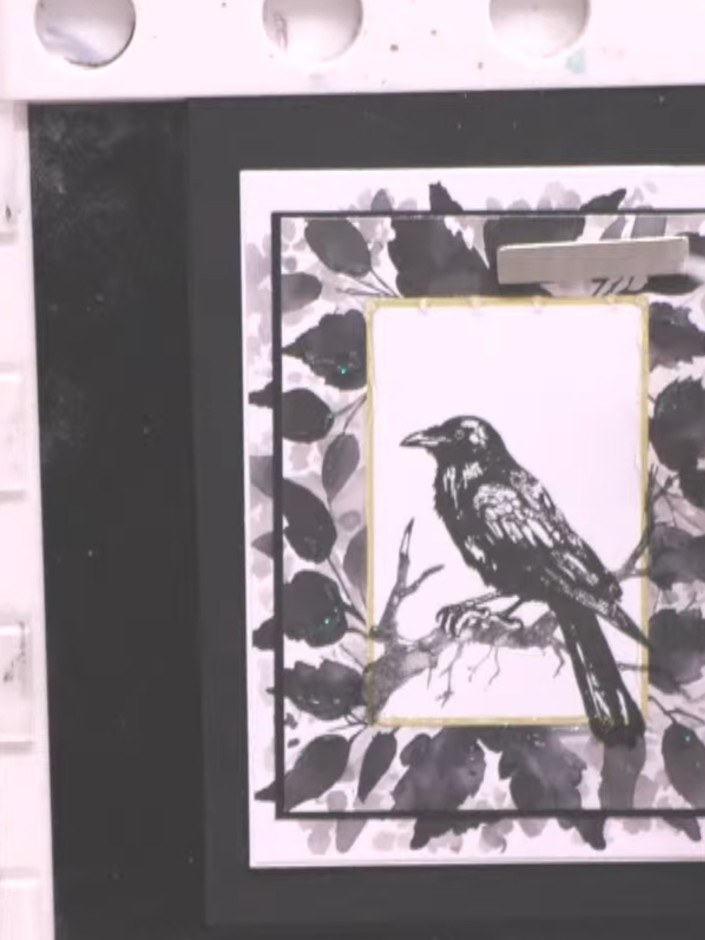 Crow on Branch Lamination Card with Layered Frame - the finished project