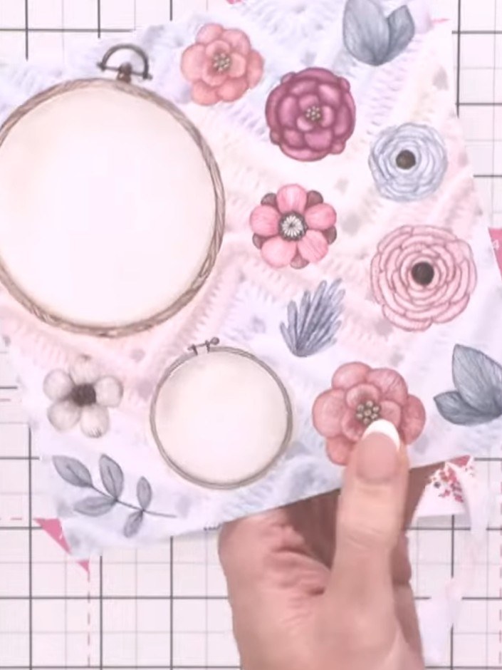 Step 8: Add small button embellishments to the flower centres for extra detail. Use the pink and grey flower buttons f